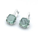 Natural Green Amethyst Earring Sterling 925 Silver Cushiom Cut 10mm 7Ct Fine Jewelry for Women Lady Party Gift