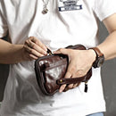 Top quality handmade retro natural vegetable tanned cowhide brass zipper long multi-function large-capacity men's clutch wallet