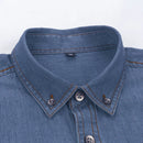 Cotton Denim Shirt Men Full Sleeve Thin Casual Regular Fit males leisure for Men Soft Comfortable pocket top