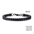 Black chain bracelet with specifications on a white background, Obroi