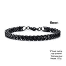 Black chain bracelet with specifications on a white background, Obroi
