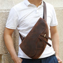 Genuine Leather Shoulder Bags for Men Chest Bags Multifunction Crossbody Bag Vintage Chest Packs