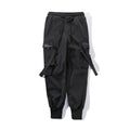 Men Streetwear Ribbons Multi-pocket Mens Trousers Harajuku Sweatpants Joggers Male