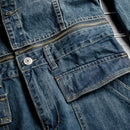 Spring Fall Mens Vintage Detachable Denim Cargo Overalls Tops Straight Pants Rompers Male Jumpsuit