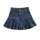 Skirts for Women Summer Patchwork Ruffles High Waist Shorts Skirt Woman Casual Pleated Denim Skirt