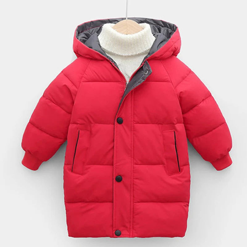 Kids Coats Baby Boys Jackets Warm Girls Hooded Snowsuit Teen Children Thick Long Outerwear Kids Winter Clothes