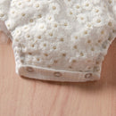 Summer Clothing Baby Girls Mesh Romper Lovely Toddler White Daisy print Ruffled Sleeve Jumpsuit Outfit