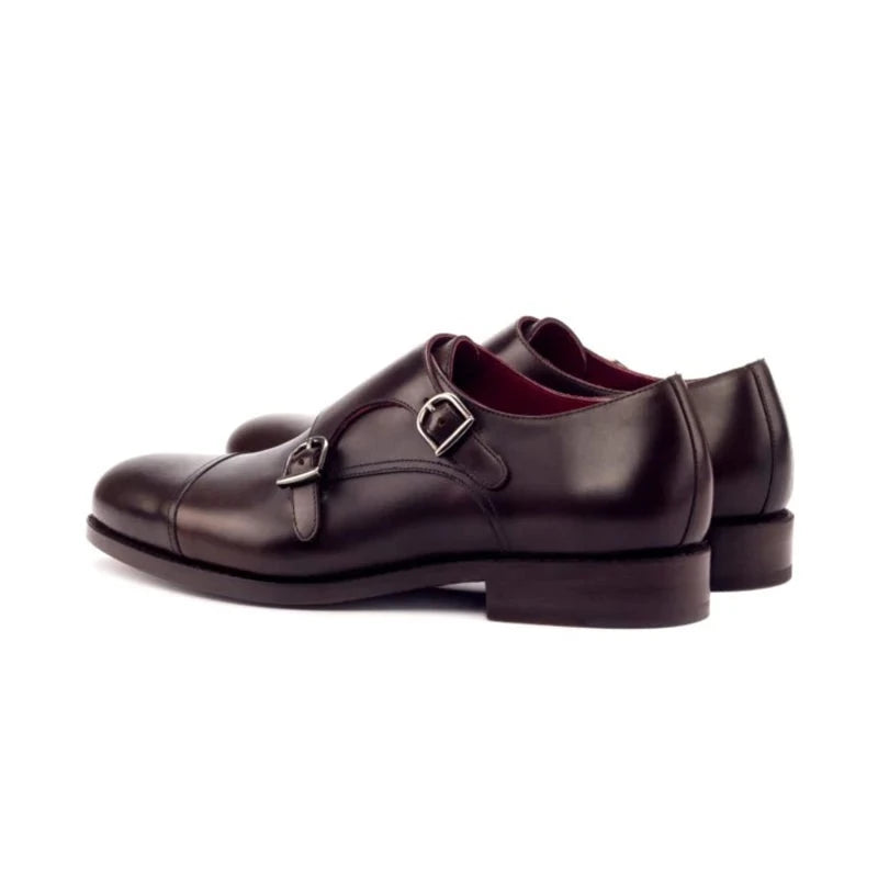 Double Monk Style Office Black Men Shoes Designer Dress Wedding Genuine Leather Handmade Shoes for Man