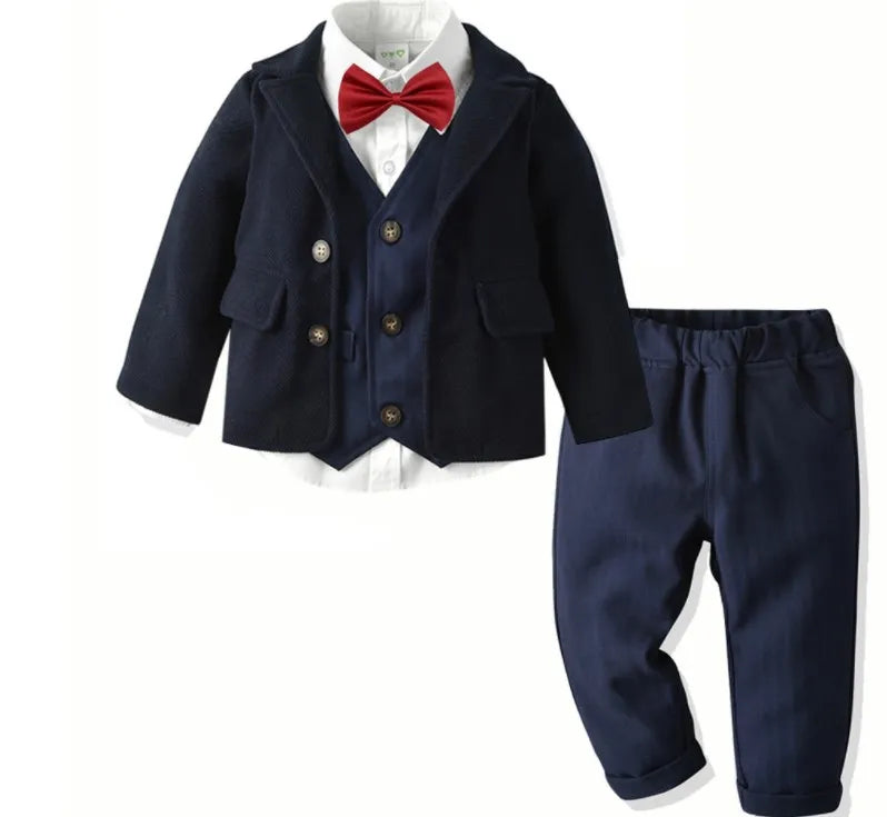Winter Arrival Classic Fashion Boy's Woolen Coat Suit  Birthday Party Clothing