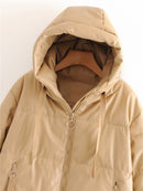 Streetwear women hooded wadded jacket lady thick cotton coats causal female zipper parka girls chic wadded jacket