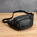 Waist Bag Women Fanny Pack Leather Chest Bag for Girls Soft Belt Bag Rivet Casual Pouch Bag
