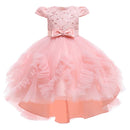 Flower Girl Dress lace embroidered fluffy tuxedo girl Princess bow birthday communion beaded dress