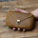 Retro Leather Men Mobile Phone Bag Leather Waist Bag Top Layer Clutch Cross-body Shoulder Bag