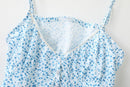 Floral Camis Summer Ladies Vintage Blue Tops Cute Women Soft Cotton Top Chic