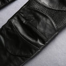 Genuine Leather Mens Straight Pants Biker Pants