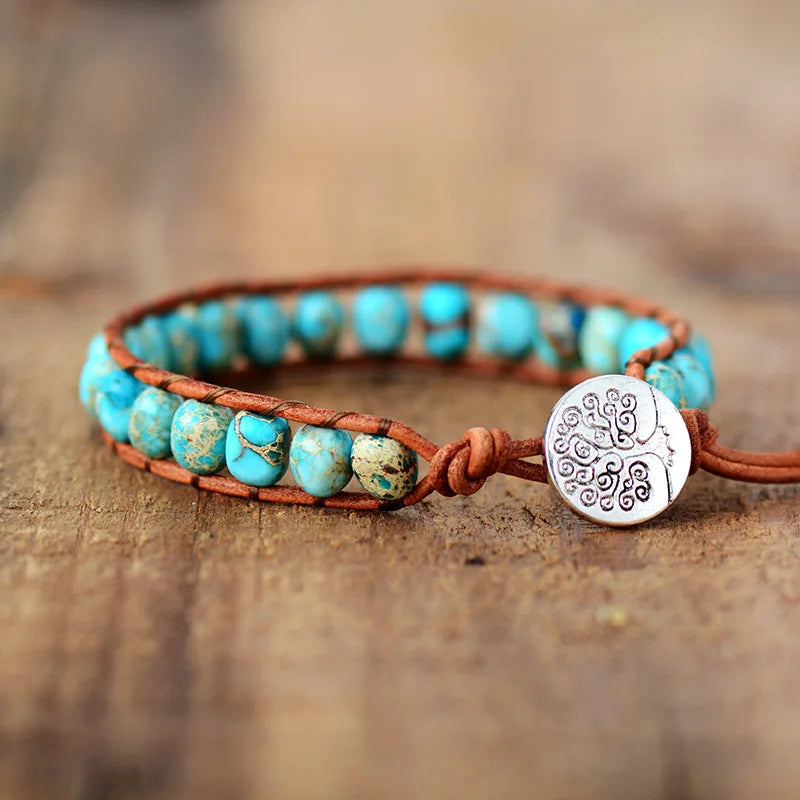 Leather Wrap Bracelet Stones Femme Vintage Weaving Designer Art Bracelet Jewelry Gifts