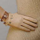 Leather Gloves Female Spring Autumn Thin Unlined Driving Genuine Leather Woman's Gloves Lace Wrist
