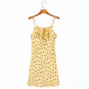 Summer Dress Women Fresh Floral Casual Beach Dresses Scoop Neck Tie Sleeveless Sexy Mini Dress Sundress