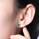 Vintage Sterling Silver Emerald Emerald Gemstone Earrings Ear Studs Fine Jewellery