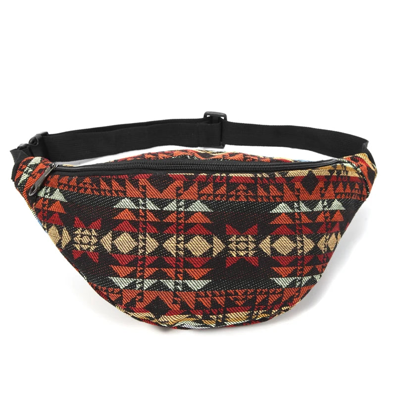 Women Waist Bag Large Capacity Fanny Pack Hand-free Waist Pack Fabric Chest Bag Pack Adjustable