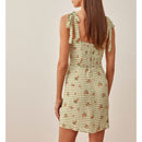 Women Dresses Summer Plaid And Floral Vacation Casual Beach Dress Sleeveless Sexy Tie Strap Mini Dress Woman Sundress