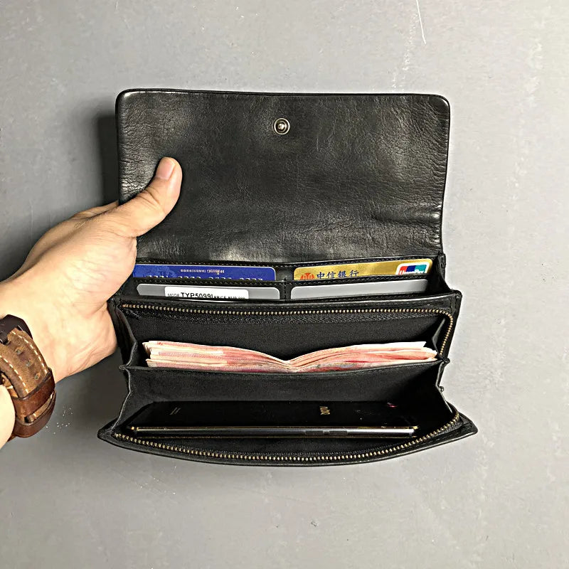 Handmade Long Wallet Inner Zip Wallets Purse Soft Wallet Card Holder Coin Pocket