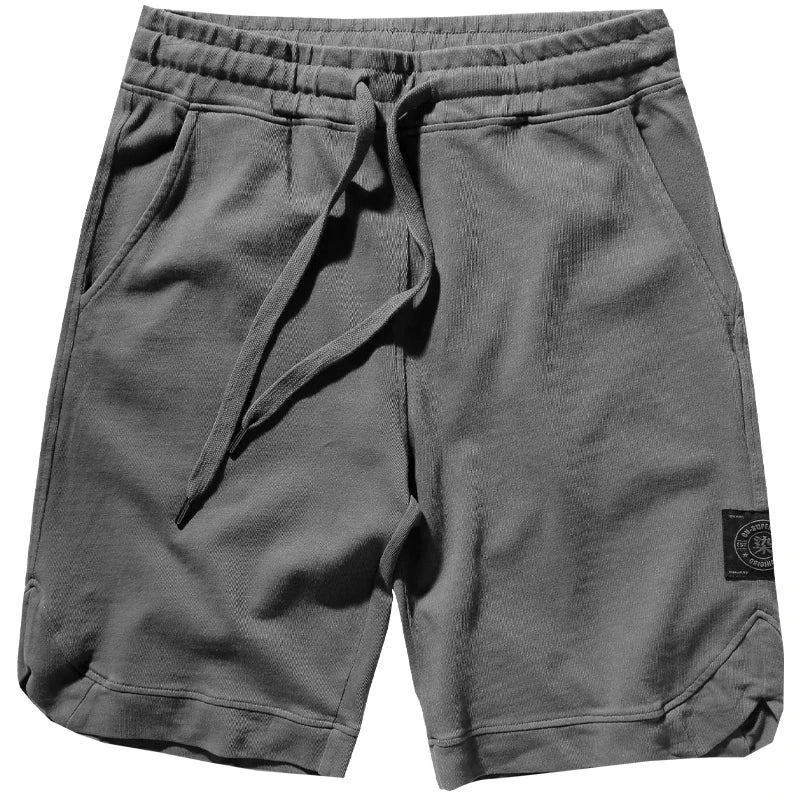 Summer Sports Sweatpants Shorts Men's Simple Pure Cotton Loose Elastic Waist Drawstring Casual Knee Length Pants