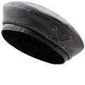 Leather buckle leather Beret women autumn and winter easy match flat top cap