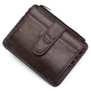 Genuine Leather RFID Blocking Zipper Card Holder Credit Cart Wallet Mini Slim Wallet Card & Id Holders Man Business