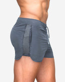 Summer Breathable Quick Drying Elastic Mesh Shorts European and American Fitness Training Sprint Six Shorts Men
