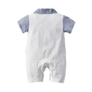 Newborn Boys Clothes Baptism 0 to 3 Months White Romper Jumpsuit Organic Short Sleeve Gentleman Clothing Summer Outfits