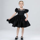 Girls Party Dresses Kids Summer Short Sleeve Satin Beading Ball Gowns Teenagers Birthday Wedding Party Show Dresses
