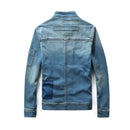 Men Jean Jacket Motorcycle Vintage Stand Collar Denim Jacket