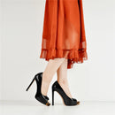 Pointed Toe High Heel Slip On Pumps Thin Heel Party Leopard Black Large Size US5~15