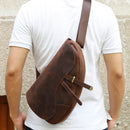 Genuine Leather Shoulder Bags for Men Chest Bags Multifunction Crossbody Bag Vintage Chest Packs
