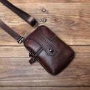 Leather Men Waist Bag Top Layer Casual Bag Wear Belt Vertical Shoulder Messenger Bag