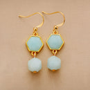 Exclusive Women Gold Plated Faceted Amazonite Dangle Earring Elegant Gifts Costume Jewelry Accessories