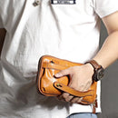 Top quality handmade retro natural vegetable tanned cowhide brass zipper long multi-function large-capacity men's clutch wallet