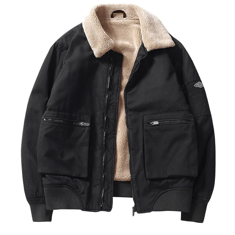 Winter Men's Padded Clothes Leisure Plush Fleece Jacket Outdoor Overalls Coat