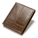 Crazy Horse Leather Mens Wallet With Snap Coin Pocket Bifold Purse Real Leather Trifold Short Wallet