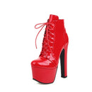 Round Toe Women Ankle Boots High Heel Shoes Nightclub Leather Female Shoes