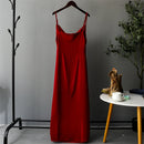 Luxury Red Silk Dresses for Women Sleeveless Spaghetti Strap Side Split Evening Elegant
