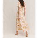 Sexy Off Shoulder Dress Summer Women Party Elegant Vintage Beach Dress Ruffle Short Sleeve Ruffle Hem Floral Chiffon Midi Dress