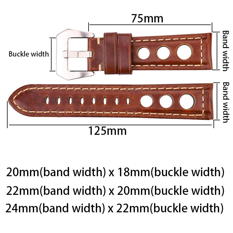 Watchbands 22mm 24mm Women Men Genuine Leather Watch Band Strap Belt With Pin Buckle