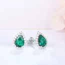 Vintage Sterling Silver Emerald Emerald Gemstone Earrings Ear Studs Fine Jewellery