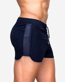 Summer Breathable Quick Drying Elastic Mesh Shorts European and American Fitness Training Sprint Six Shorts Men