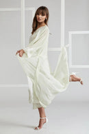Summer Women Sleepwear Custom Made Long Sleeves with Sash Lace Edge Designer Evening Gown