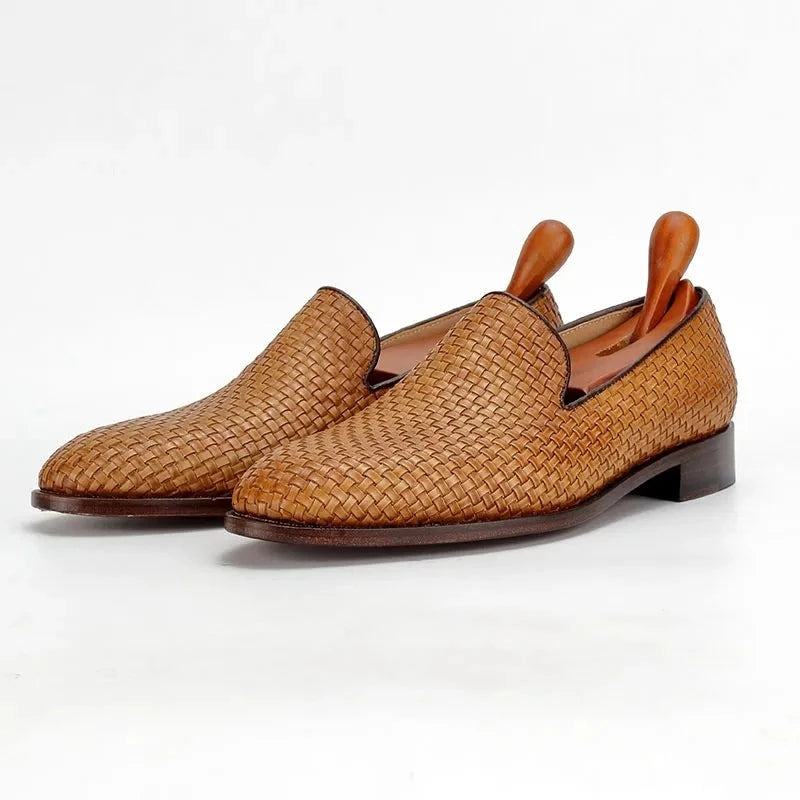 handmade loafer woven knitted leather sole shoes for men social shoe male classic shoes men elegant mens loafer