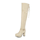 High Boots Women Patent Leather Over The Knee Boots Side Zipper Comfort Footwar Winter