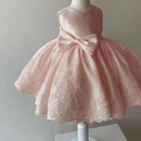 Lace Embroidery Princess Wedding Dress For Girls Sleeveless Big Bow White Girls' Dress Summer Kids Clothes